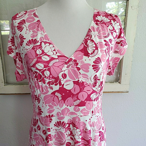 Garnet Hill V Neck Dress Size Large Short Sleeve - Picture 3 of 7